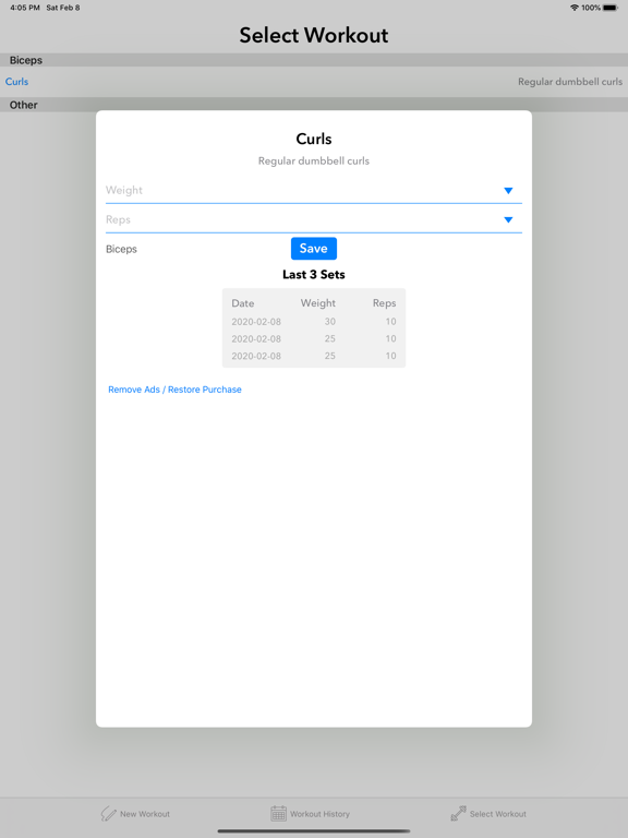 Workout Recorder iPad screenshot 4 - Health & Fitness app
