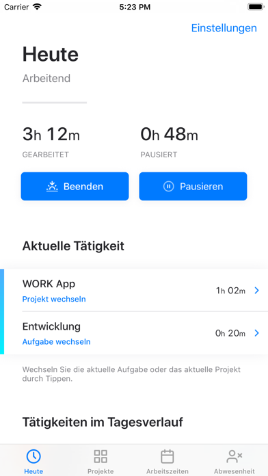 WORK • Arbeitszeiterfassung — Screenshot 1