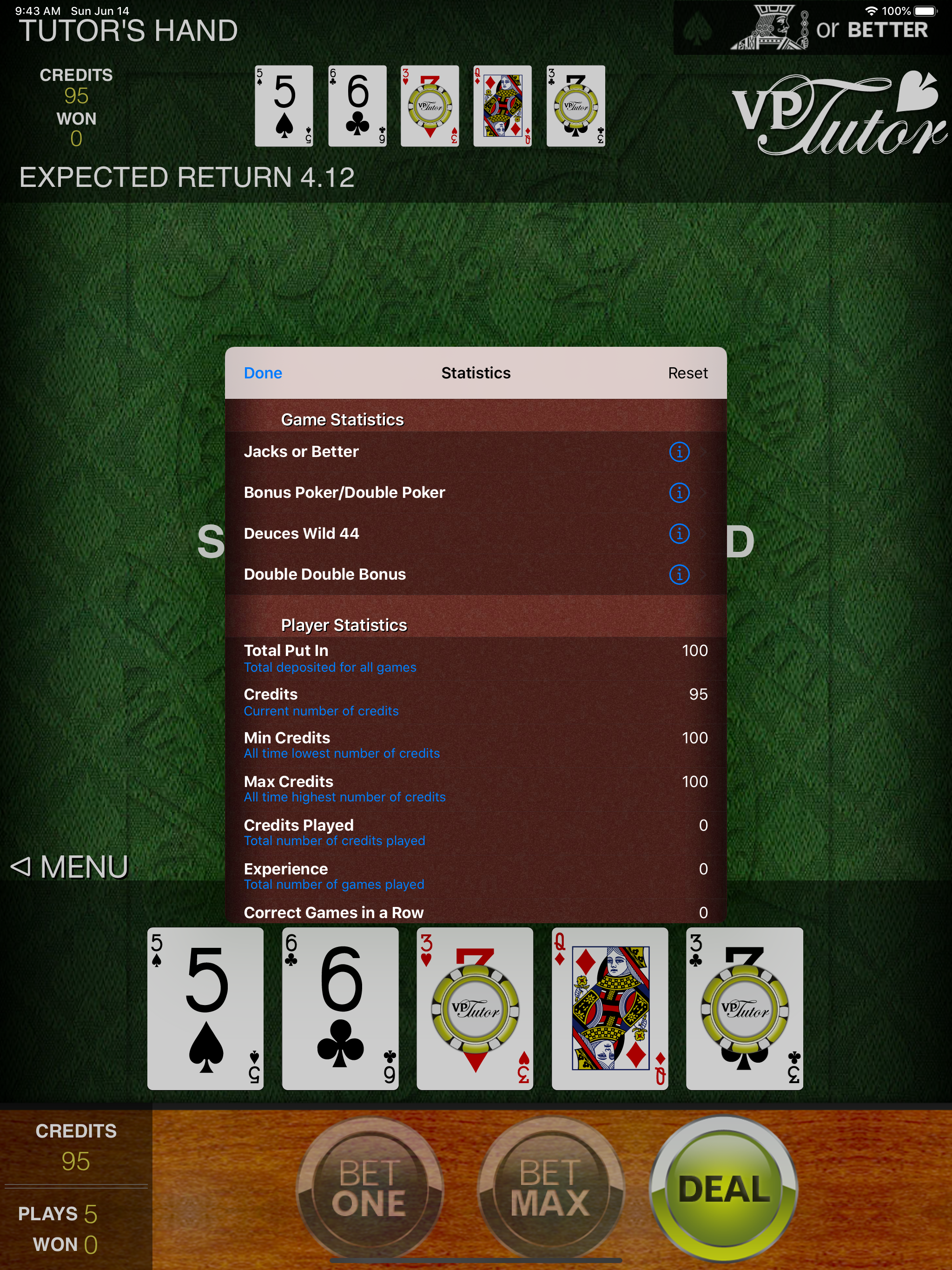 Video Poker Tutor