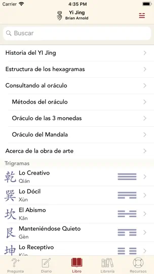 Captura de pantalla de Yi Jing en iPhone 4