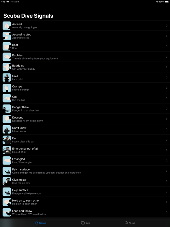 Scuba Dive Signals iPad screenshot 5 - Sports app