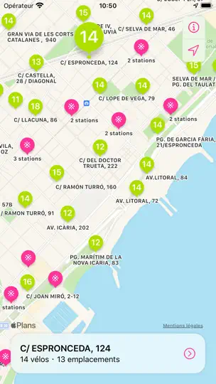 Capture d'écran de VeloDispo Iberia sur iPhone 1