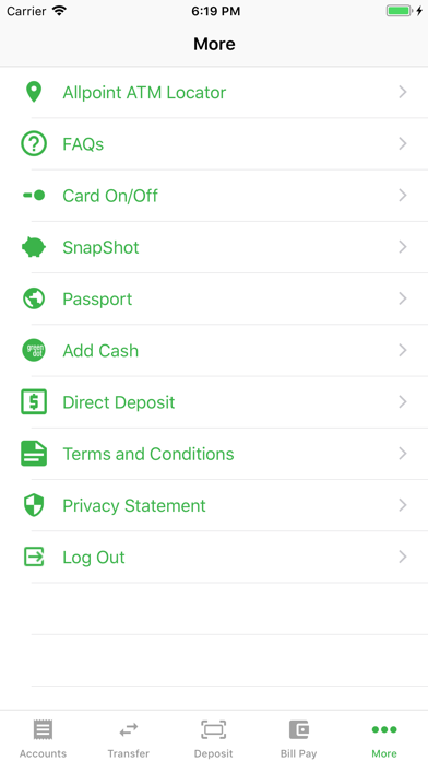 Higher One Mobile Banking App screenshot