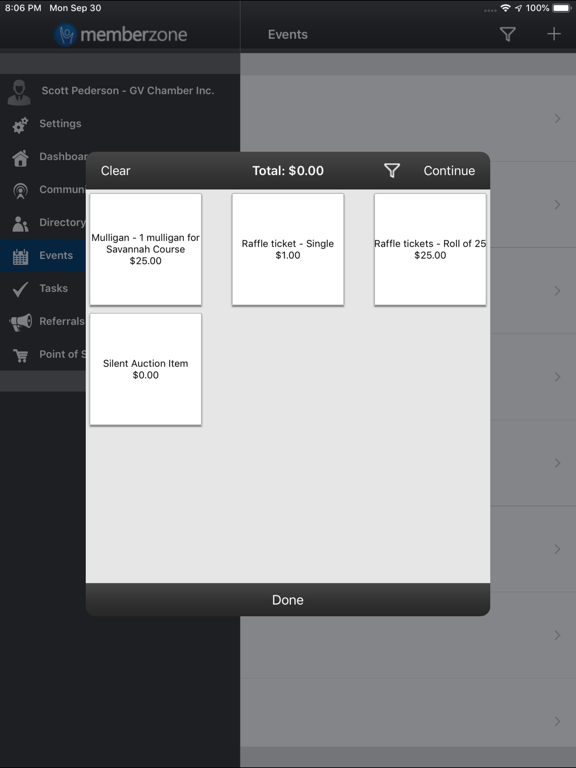 MemberZone iPad screenshot
