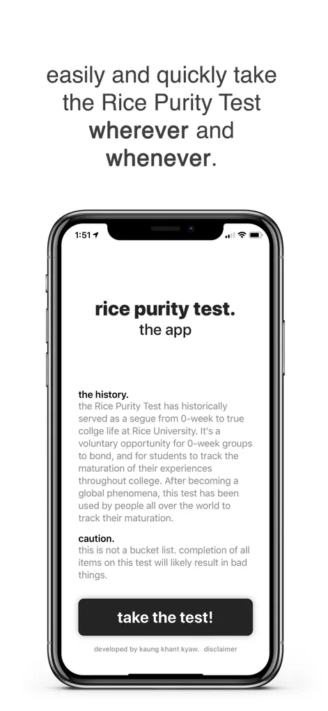 Rice Purity Test - The App - Lifestyle App | MWM