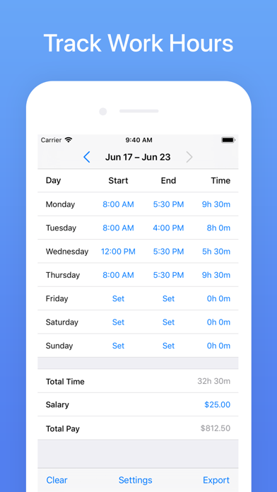 Screenshot #1 pour Hours Tracker: Time Calculator