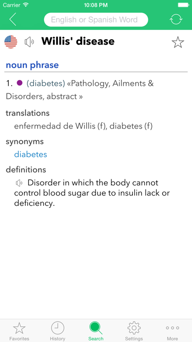 Spanish Medical Dictionary Screenshot