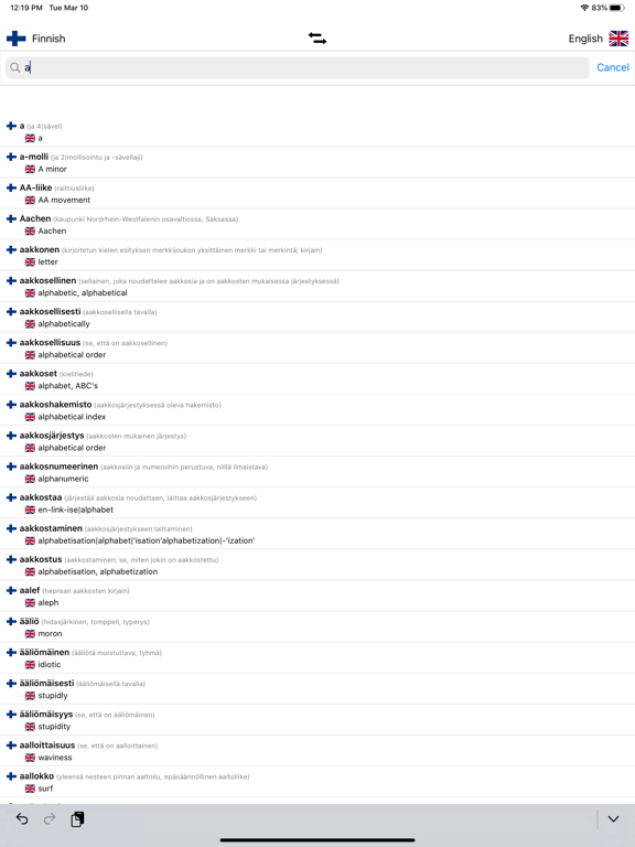 Finnish-English Dictionary iPad screenshot 4 - Reference app