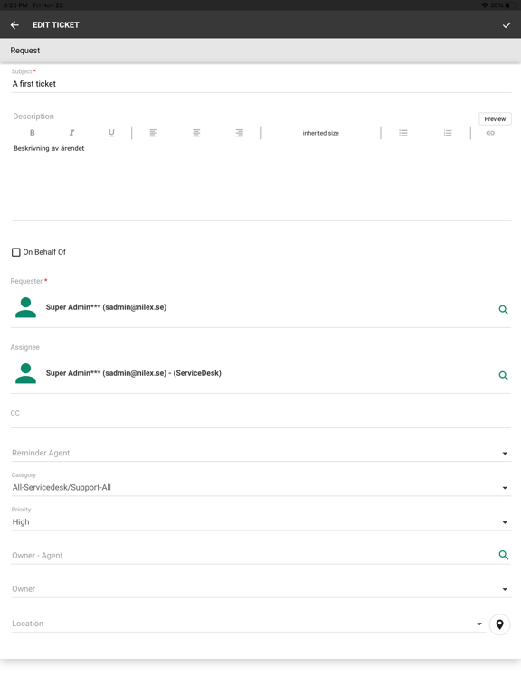 Nilex Service Platform iPad screenshot