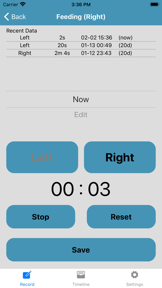 Baby Feeding Logger screenshot