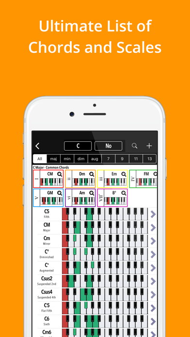 Piano Companion: chords, scales, stave, circle of fifths screenshot 1