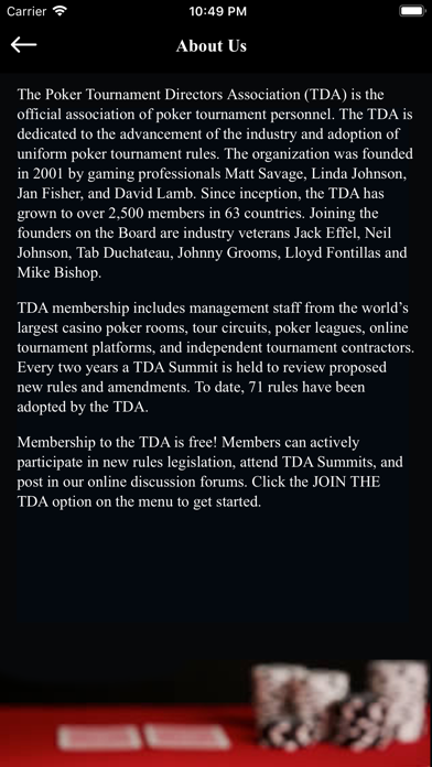 Official Poker TDA Rules Screenshot