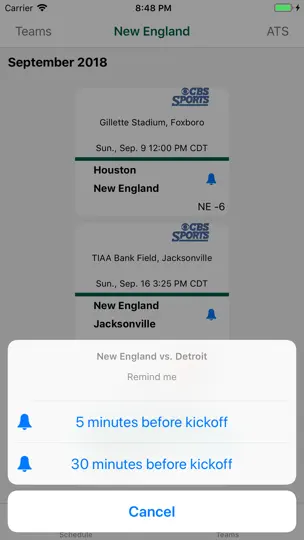 Captura de pantalla de Pro Football Schedule & Scores en iPhone 2