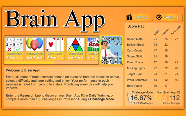 Brain App -kuvakaappaus