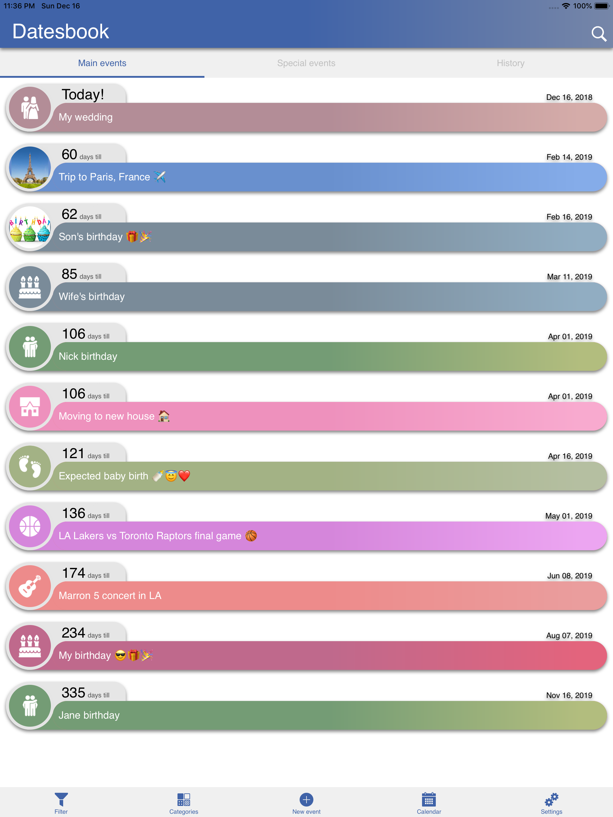 Datesbook @ all life events screenshot 11
