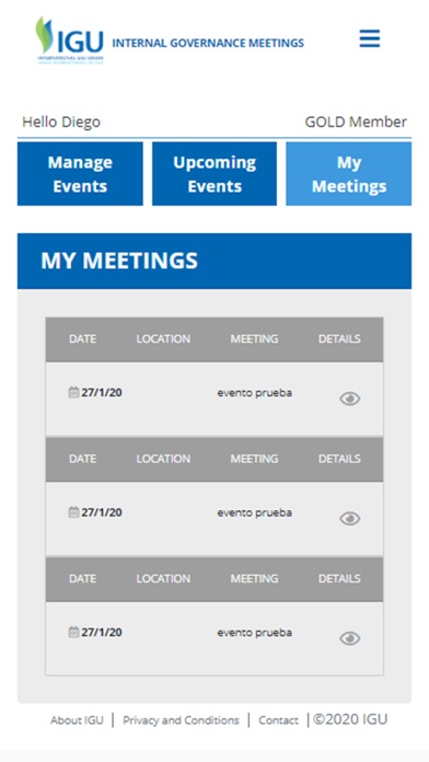 IGU Meetings Screenshot