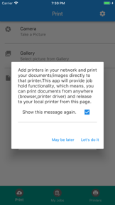 Cloud Ready printer screenshot