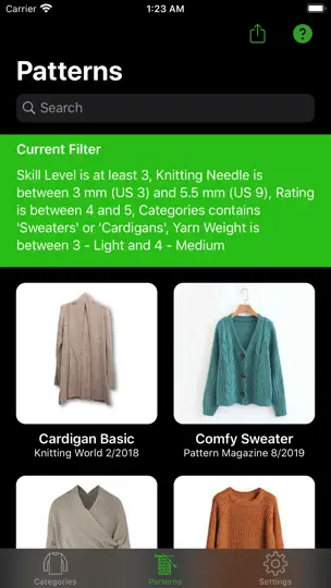 Screenshot von Knitting Patterns Lite auf dem iPhone 8