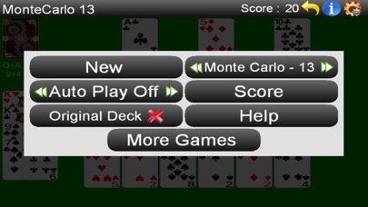 Monte Carlo Solitaire -- Lite Screenshot