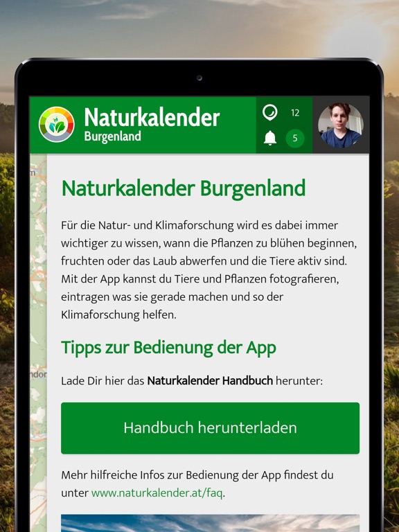Naturkalender Burgenland iPad screenshot