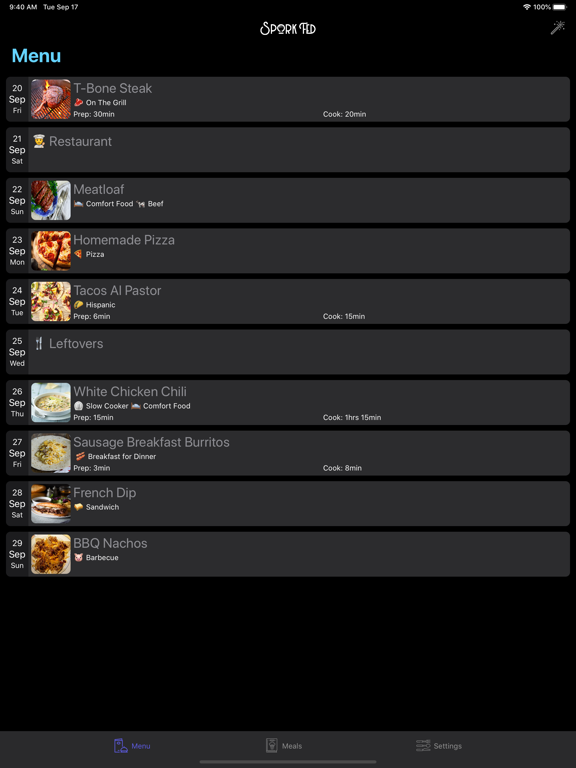 Screenshot #6 pour Menu Planner by Spork Fed