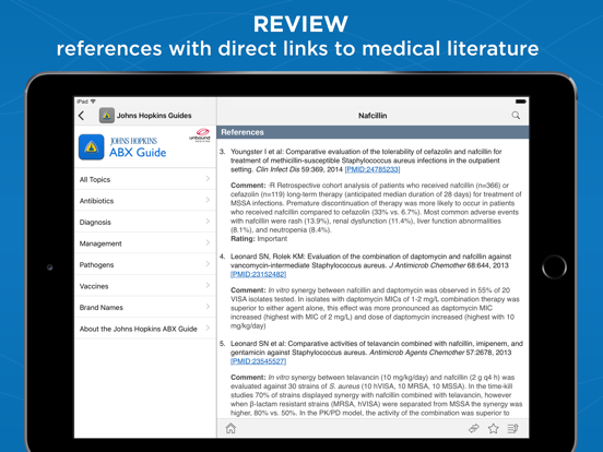 Johns Hopkins Antibiotic Guide iPad app afbeelding 2