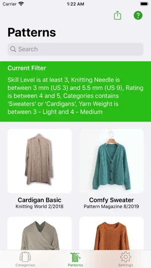 Screenshot von Knitting Patterns Lite auf dem iPhone 3