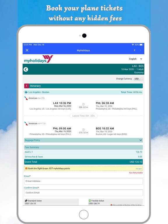 Find Airlines Flights iPad screenshot 4 - Travel app