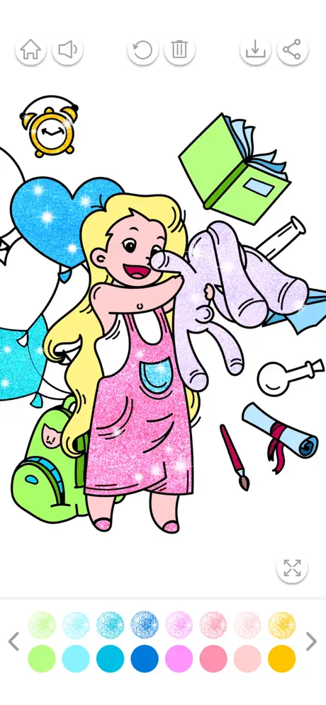 Kawaii Coloring Book Glitter