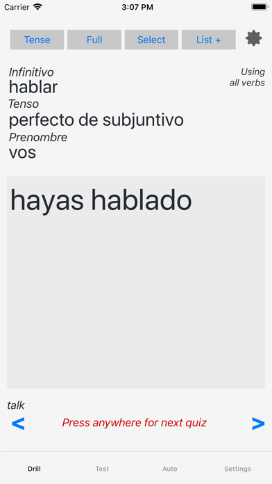 Verbos - Spanish Verb Trainer Screenshot