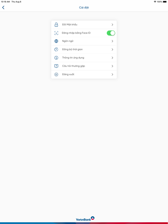 VietinBank OTP iPad screenshot