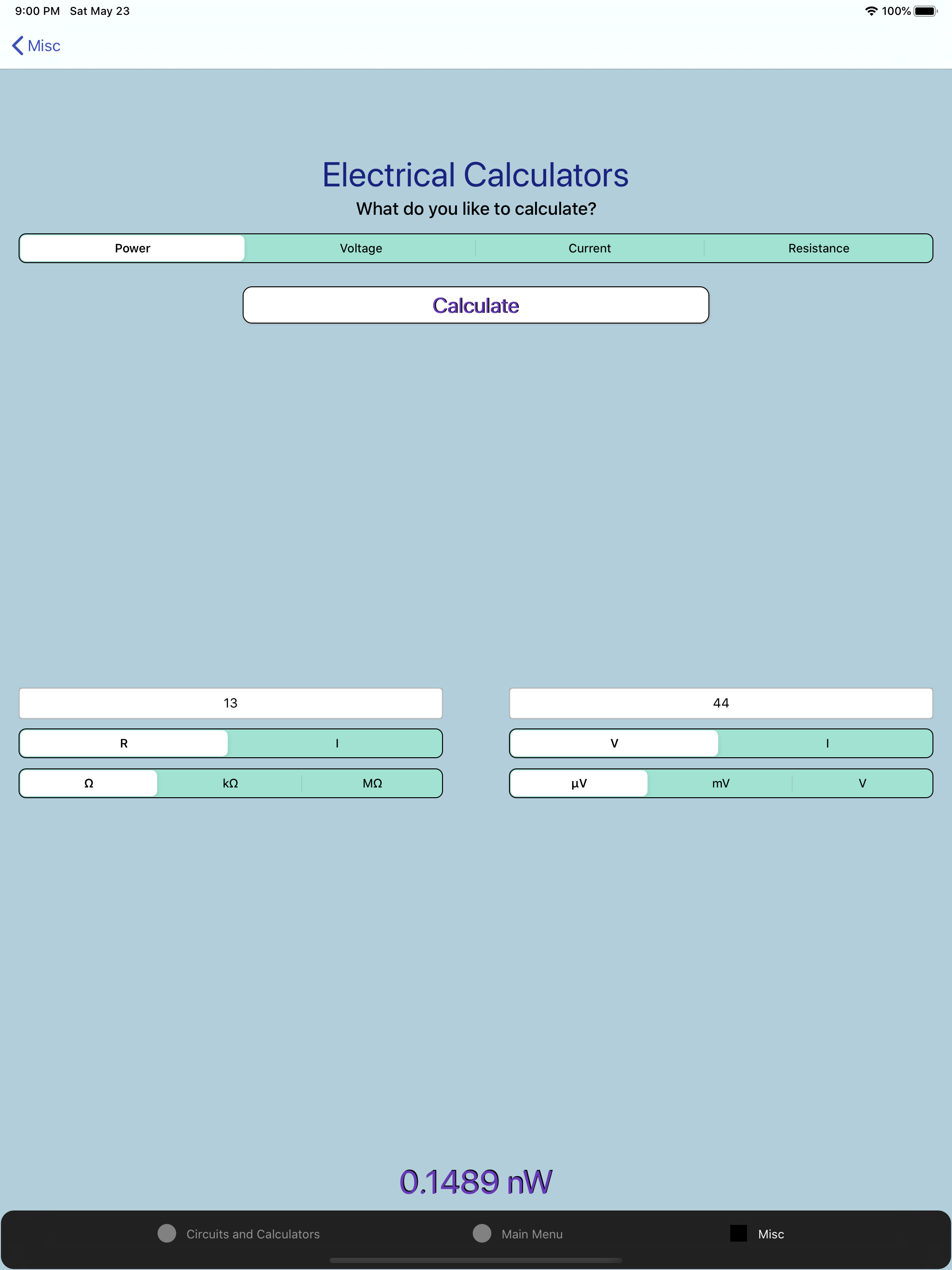 Electronics Circuit Calculator