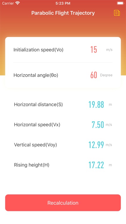 Parabolic Flight Trajectory