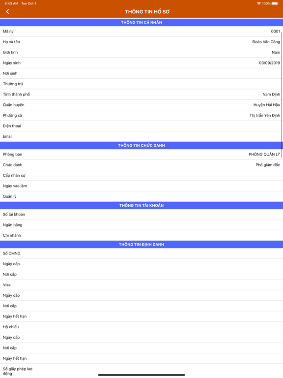 Gold HRM iPad screenshot 8 - Business app