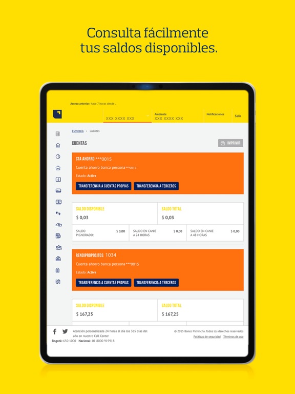 Banco Pichincha iPad screenshot