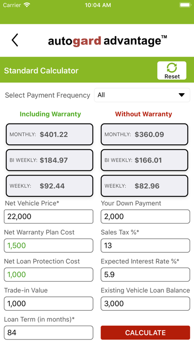 Autogard Car Loan Calculator Screenshot