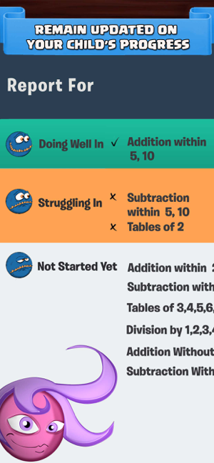 Matematická škola Monster: Snímek obrazovky KS1, KS2