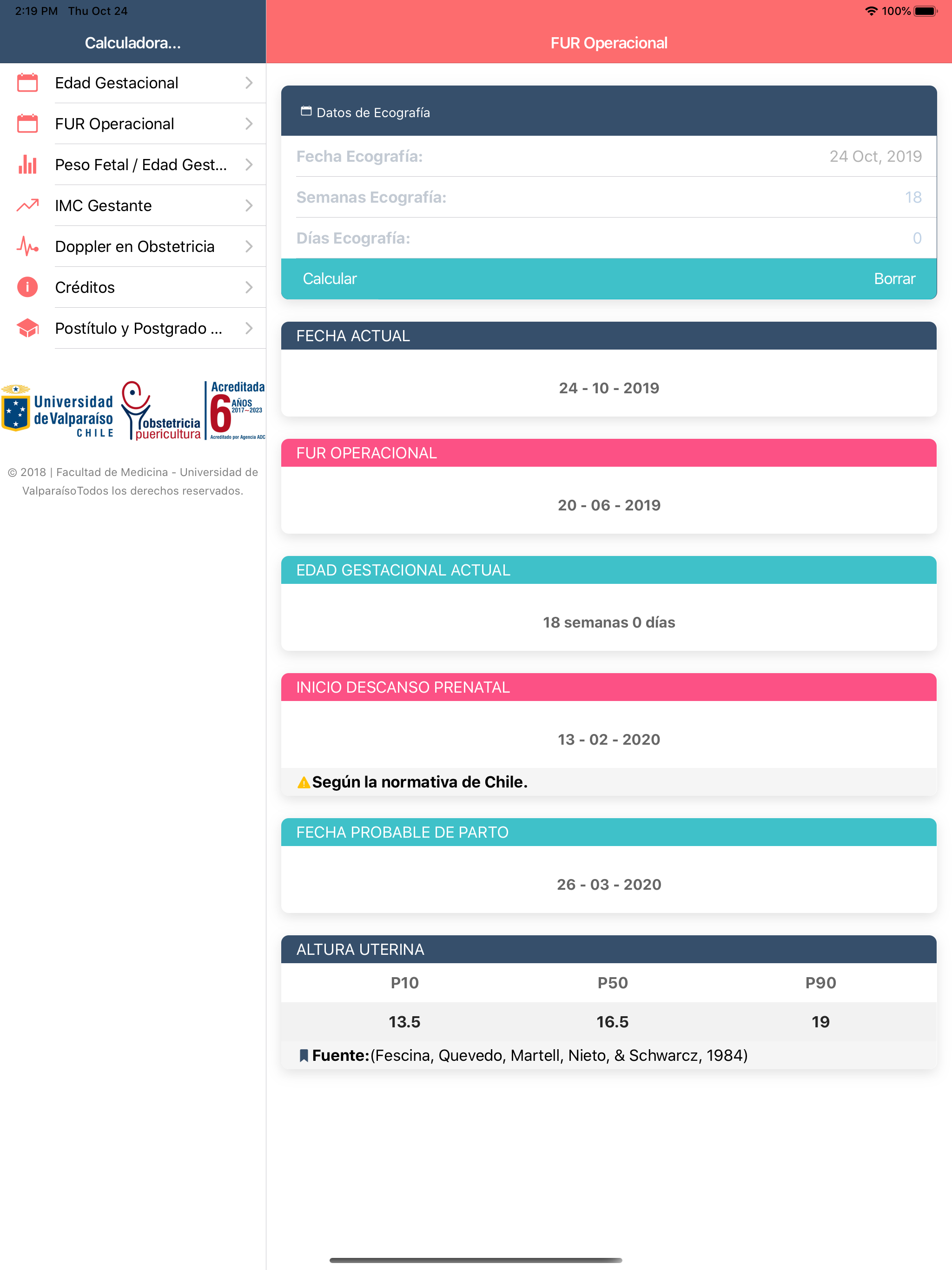 Calculadora Obstétrica UV