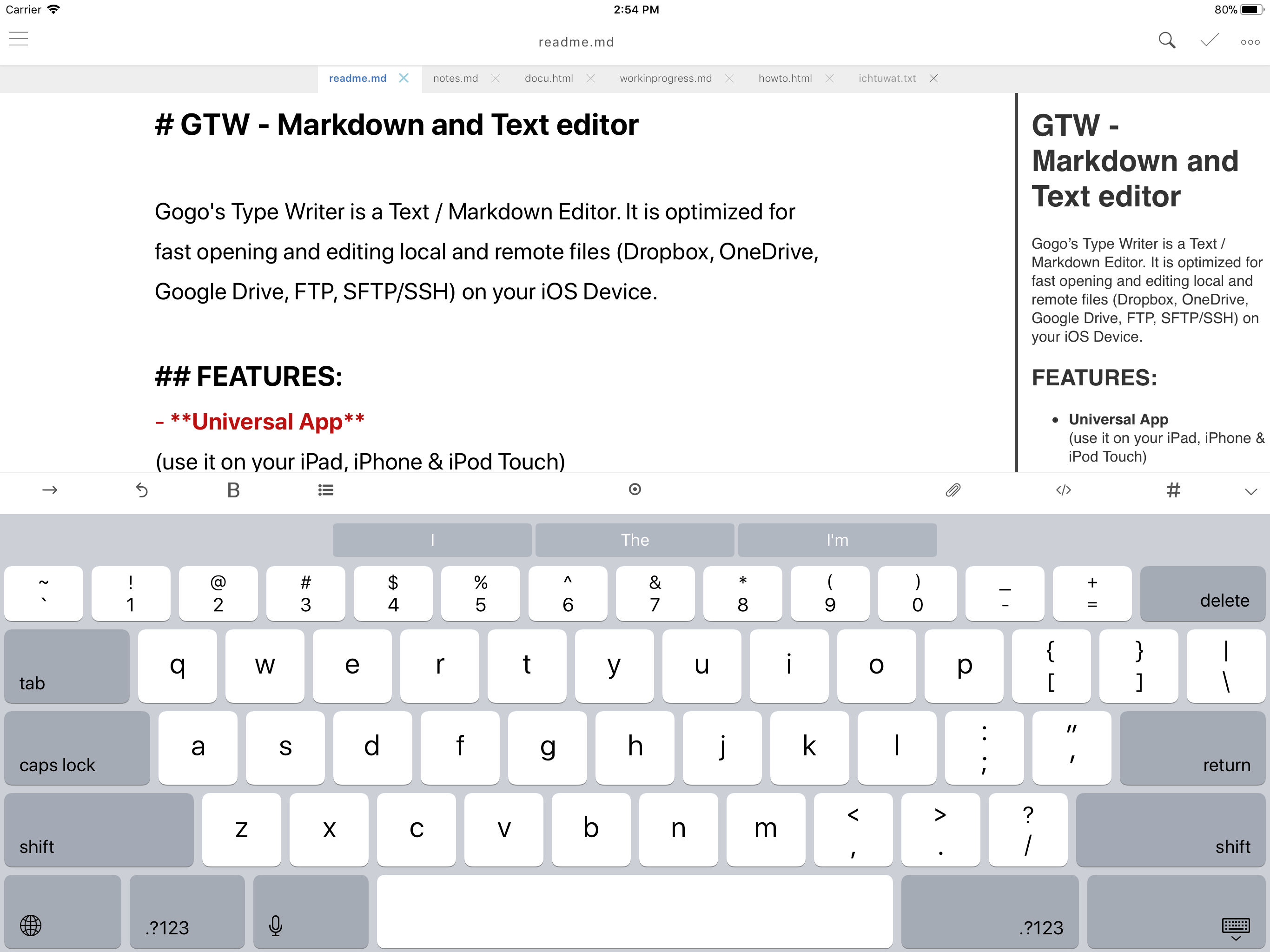 GTW - Markdown & Text Editor