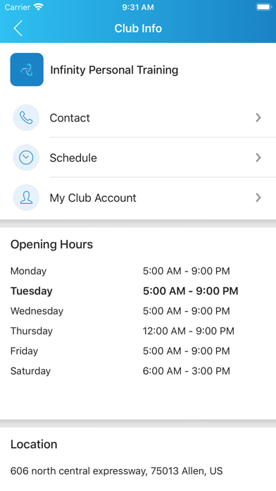 Screenshot #2 pour Infinity Personal Training App