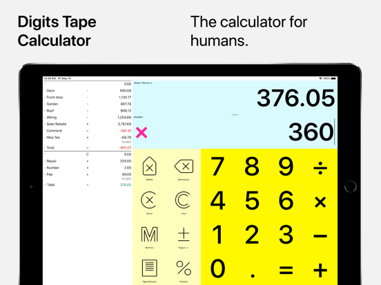Digits Basic Tape Calculator iPad screenshot 1 - Utilities app