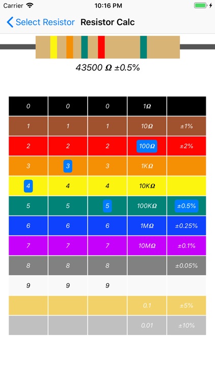 Resistor color code calc screenshot-3