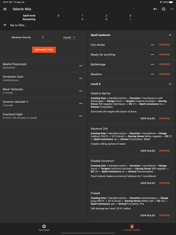 Screenshot #5 for Spell Tracker (Pathfinder 1e)