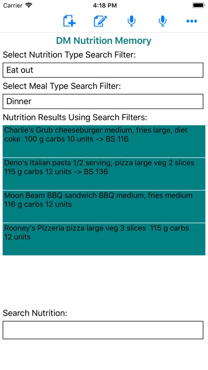 DM Nutrition Memory