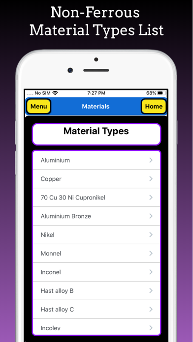 ASME Materials and Electrodes Screenshot