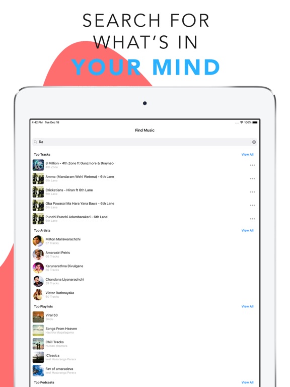 Sindu Sinhala Songs & Podcasts iPad screenshot 4 - Music app
