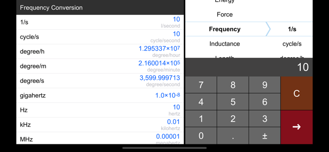 Unit Converter Pro HD. Skærmbilleder