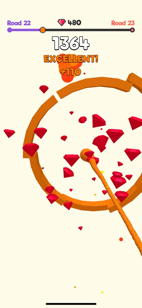 Slime Road - Experience the vibrant collection of red gems as the orange slime trail precisely navigates through the circular rings.