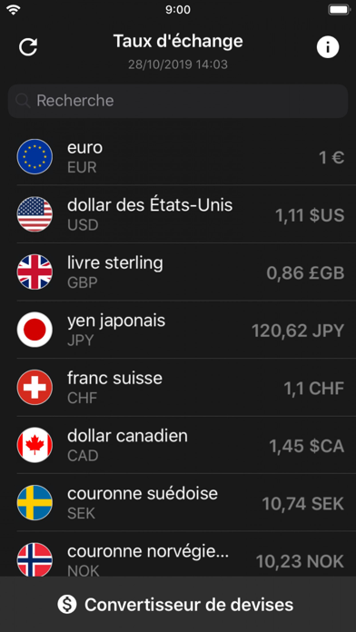 Screenshot #1 pour Taux de change Change devise