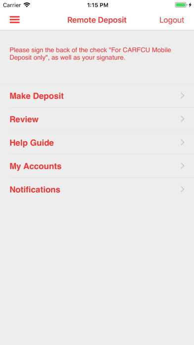 CAR FCU Mobile Deposit screenshot 3